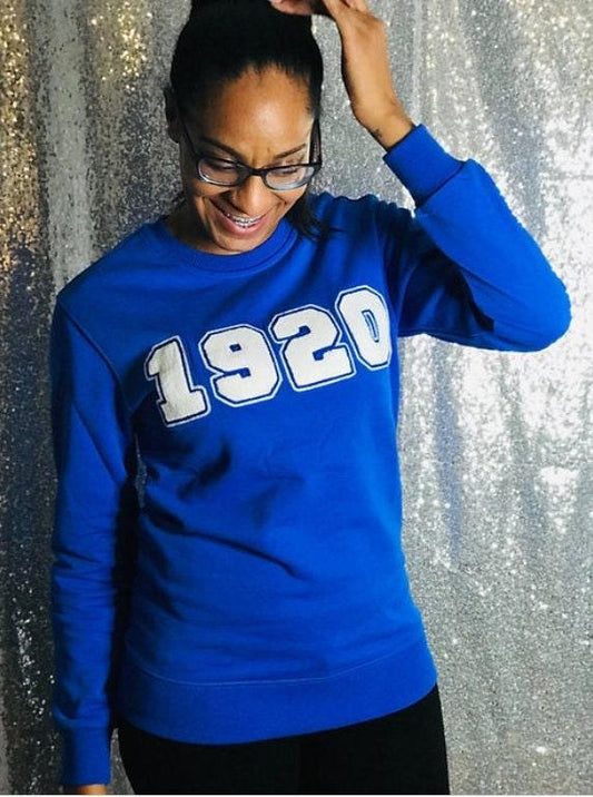 Zeta Phi Beta Sorority Gifts | 1920 Crew Sweatshirt | ZPhiB1920 Sweater| Finer Woman | Sisterhood | ZPhiB | Royal Blue White | Z-Phiii ZPB