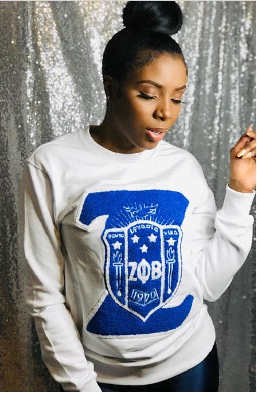 Zeta Phi Beta Sorority Gifts | 1920 Crew | ZPhiB1920 Sweatshirt | Finer Woman Sweater | Sisterhood | ZPhiB | Royal Blue White | Z-Phiii ZPB